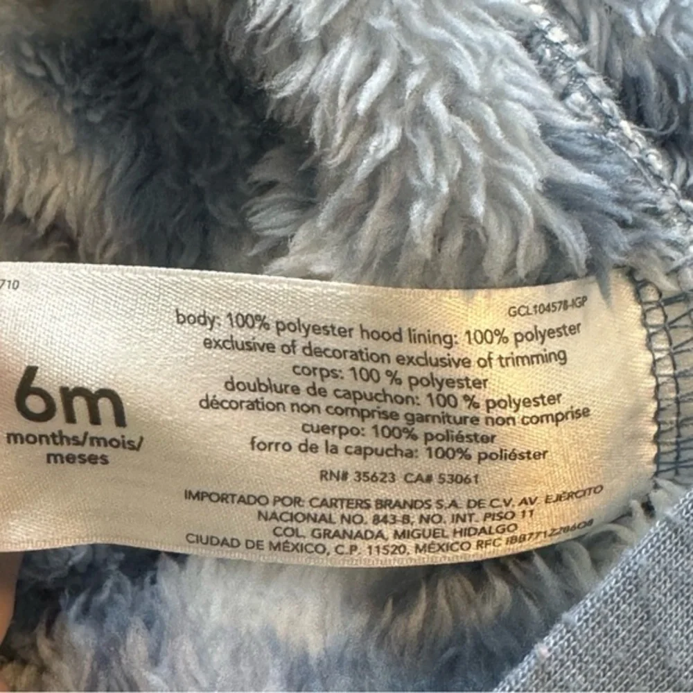Carters‎ Baby 6 Months Hooded Sherpa Bunting Pram Blue Plaid Zipper Closure